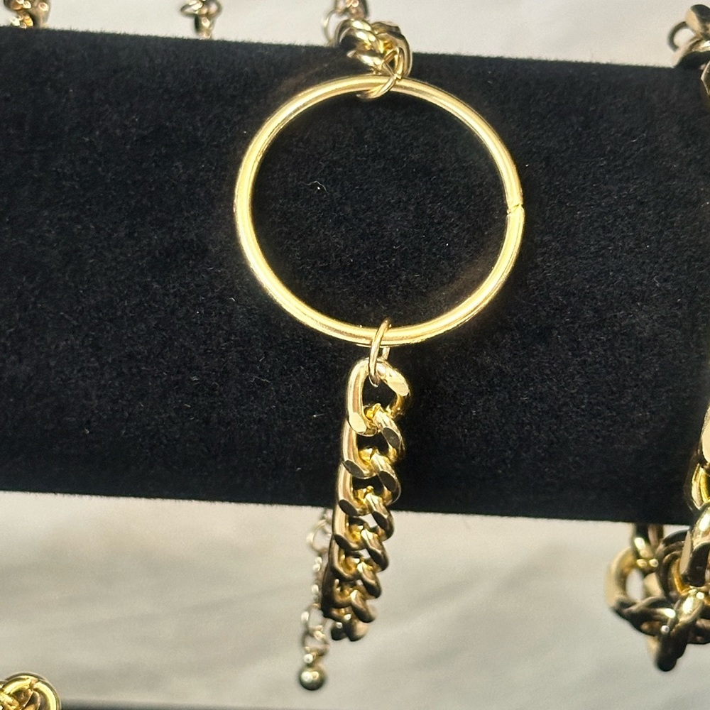 18k gold plated bracelet with round ring in the center boho chic jewelry